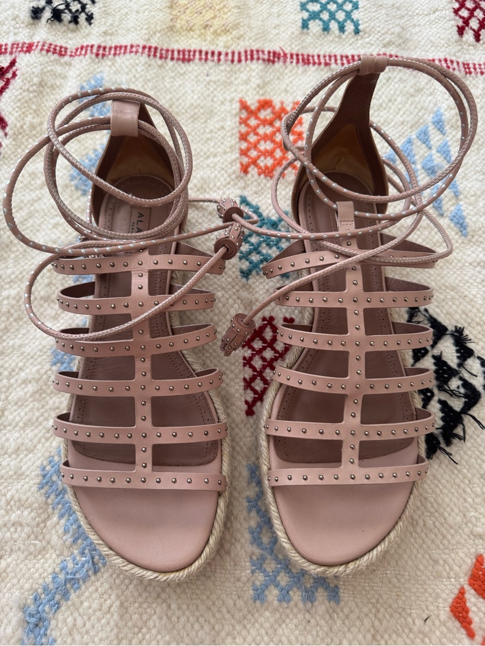 Alaïa wrap around espadrille sandal